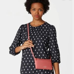 KATE SPADE Sadie Saffiano Leather Crossbody Bag With Wallet Peach Nectar